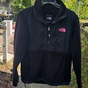 The North Face Black Fleece Jacket with Pink Logo Breast Cancer